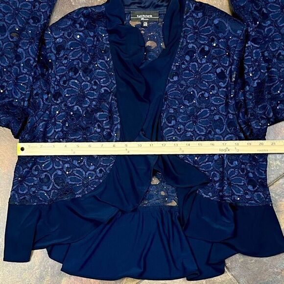 R & M Richards Navy 2-piece Dress Lace Jacket 18W - Picture 7 of 16